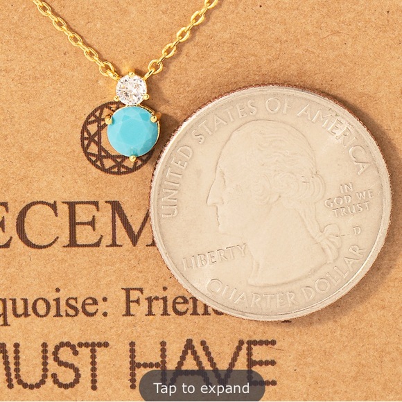 🆕 December Turquoise Birthstone Gem Pendant Necklace - Picture 2 of 2